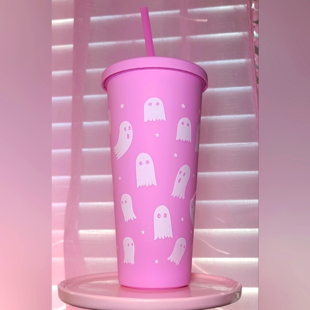 Pink ghost tumbler